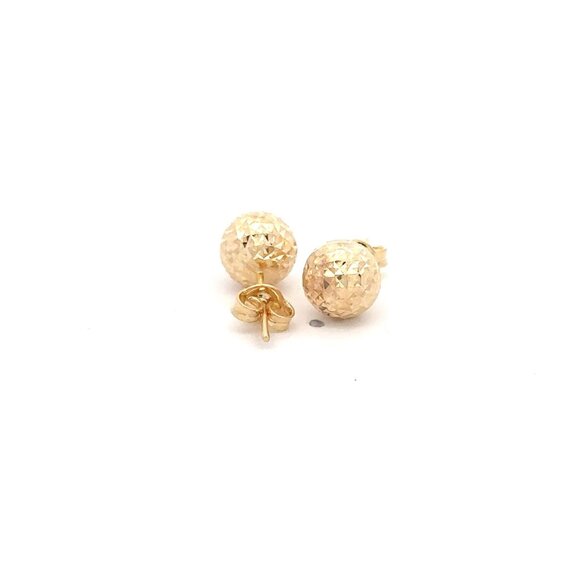 18K Gold Earrings Stud Balls Textured - Picture 7 of 9